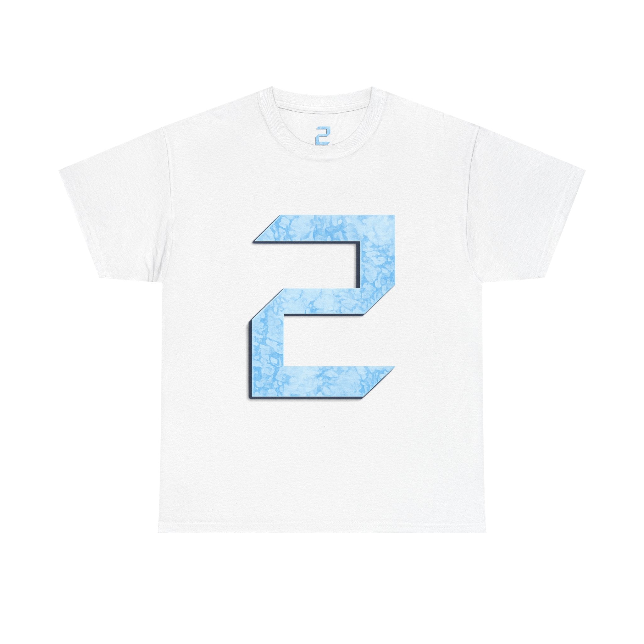 Number 2 Ice-Blue Graphic Tee — Retro Sports Jersey Style Shirt